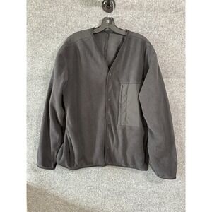 Lululemon Fleece Snap-Front Cardigan Sweater Men's Size Large Black **flaw**  Q8